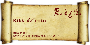 Rikk Ármin névjegykártya
